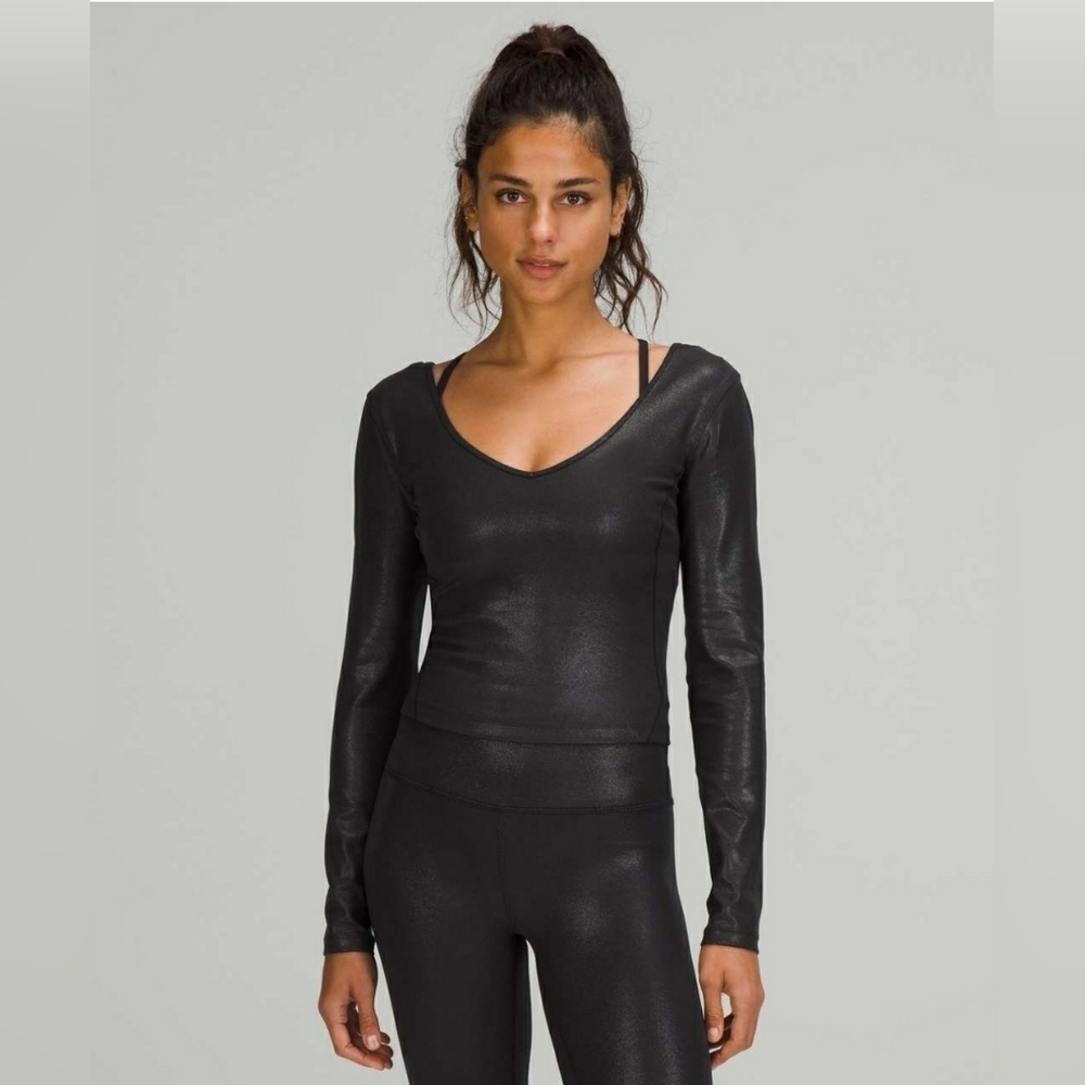 Lululemon Align Long Sleeve Shirt *ShineRadiate Foil Print Black, Size 4